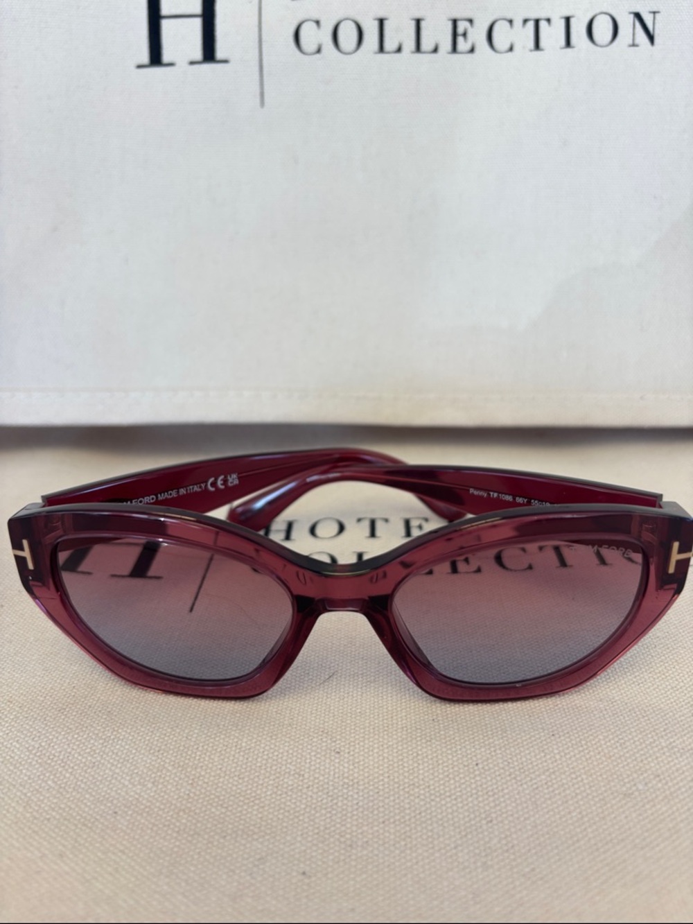 Tom Ford Burgundy Cat-Eye Sunglasses with Gradient Lenses